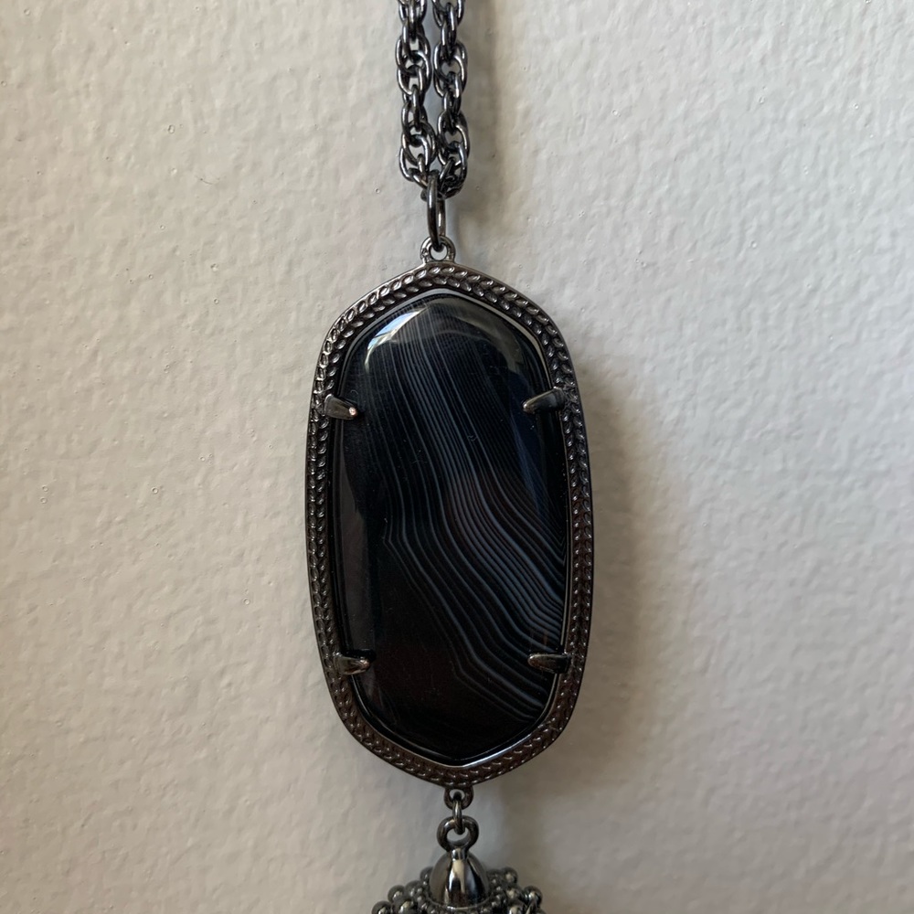 Kendra Scott Gunmetal Black Banded Agate Rayne